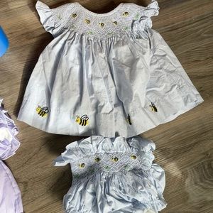 Busy bees smocks diaper set